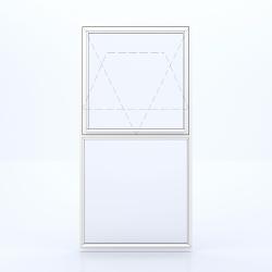 Vindu med fast del på bunnen og toppsving 180°  (husmor) del på toppen 